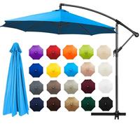 Auvent de rechange pour parasol de 2 à 4 m, protection UV 50+, couverture coupe-vent pour plage, terrasse, piscine, jardin - Convient à 6/8 baleines (3,3 m, 8 baleines)