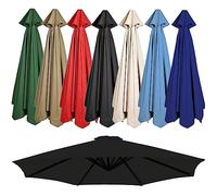 Auvent De Rechange Pour Parasol Extérieur 2m/2,7m/3.0m, 6 Baleines/8 Baleines Toile De Rechange Pour Parasols De Jardin Plage Et Piscine, Housse De Rechange Pour Parasol Droit Ou Déporté(Couleur:Noir,