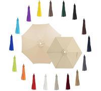 Auvent de Remplacement Parasol 2M/2.1/2.3/2.5/2.7/2.8/3.0/3.3/3.5/4.0M, Toile de Rechange 6/8 Baleines pour Jardin Exterieur Terrasse Marché Piscine Plage Balcon(Beige,8.2FT(2.5m) 8-Ribs)