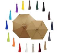 Auvent de Remplacement Parasol 2M/2.1/2.3/2.5/2.7/2.8/3.0/3.3/3.5/4.0M, Toile de Rechange 6/8 Baleines pour Jardin Exterieur Terrasse Marché Piscine Plage Balcon(Champagne,9.2FT(2.8m) 8-Ribs)