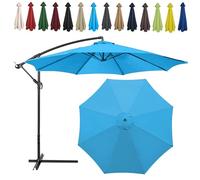 Auvent De Remplacement Pour Parasol, 2 M/2.7 M/300 CM, 6 Baleines/8 Baleines, Tissu De Rechange Pour Parasol, Toile De Rechange Pour Parasol Remplacez L'ancien Auvent Auvent De Rechange(Color:Lake blu