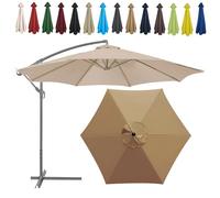 Auvent De Remplacement Pour Parasol, 2 M/2.7 M/300 CM, 6 Baleines/8 Baleines, Tissu De Rechange Pour Parasol, Toile De Rechange Pour Parasol Remplacez L'ancien Auvent Auvent De Rechange(Color:Khaki,Si