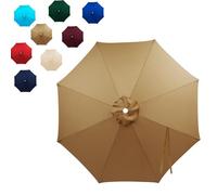 Auvent De Remplacement Pour Parasol 2m 2.5m 2.7m 3m 3.5m 6 Ribs/8 Ribs,Générique Toile De Rechange Pour Parasol D'extérieur,UVs 50+ Toile De Rechange Pour Parasol De Jardin(Khaki,(6Rib)200cm)