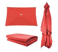 Auvent De Remplacement Pour Parasol 300×300cm 300x200cm 200x200cm 4/6/8 Baleines, Toile De Rechange Rectangulaire/ Carré, Protection UV Durable Housse Pour Parapluie non déporté(Red,197X297cm