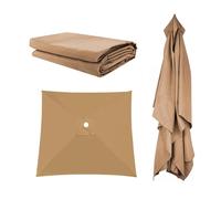 Auvent De Remplacement Pour Parasol 3x3m 2x3m 2x2m 8/6/4 Baleines, Protection UV Durable Housse Rechange Pour Parapluie Non Déporté, Grand Toile De Parasol Pour Cour Jardin Plage(Khaki,3X3m)