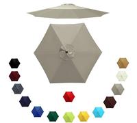 Auvent de Remplacement pour Parasol 6 Baleines/8 Baleines, Remplacement Toile de Parasol 2m/2.3m/2.7m/3.0m, Housse de Rechange pour Parasol D'extérieur, Polyester Anti UV(Top color,3.0m/6 Arms)