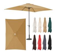 Auvent De Remplacement Pour Parasol De 6 Baleines, Toile De Rechange Parasol De Jardin, 1.9x1.25 2.1x1.4 3x2M, Dessus De Parapluie De Remplacement, Imperméable, Protection UV(Khaki,2.1X1.4m)