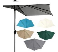 Auvent de remplacement pour Parasol de Terrasse Demi-Rond 5 Bras Housse Polyester Imperméable Antis-UVS Tissu Parasol Balcon Extérieur pour Balcon Jardin Patio(Gray,118.11in)