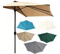 Auvent de remplacement pour Parasol de Terrasse Demi-Rond 5 Bras Housse Polyester Imperméable Antis-UVS Tissu Parasol Balcon Extérieur pour Balcon Jardin Patio(Khaki,106.29in)