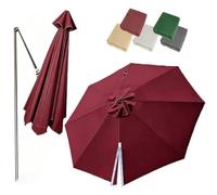 Auvent De Remplacement Pour Parasol Déporté 8 Baleines 3/3.35/3.5m Toile De Rechange Rond Pour Parasol, Toile Parasol D'extérieur Pour Cour,Jardin,Plage(Red,300cm/10ft)