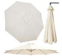 Auvent De Remplacement Rond 200 230 250 270cm, Toile De Rechange Pour Parasol 6/8 Baleines Facile À Installer, Léger Et Pliable Housse En Tissu Pour Terrasse/Piscine Parapluie(Beige,2.5M/8Ribs)