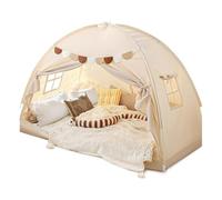 Auvent de Tente de lit jumeau for Enfants - Tente d'intimité for Maison de Jeu intérieure for lit superposé, Excellent Cadeau for garçons et Filles(Beige)