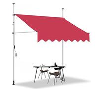 Auvent de terrasse avec manivelle, auvent rouge rétractable, auvents pliants de balcon, résistant aux UV et à l'eau, hauteur réglable 2 m-3 m, pour fenêtre terrasse balcon jardin café,350x120CM