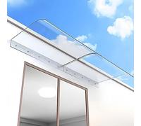 Auvent de terrasse avec protection UV invisible pour porte et fenêtre, pare-soleil en polycarbonate pour entrée et terrasse, design incurvé, protection contre le soleil et la pluie