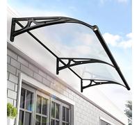 Auvent de terrasse d'extérieur et de fenêtre, protection UV et pluie, housse en polycarbonate transparent avec support en aluminium, 80 x 180 cm, pare-soleil durable pour terrasse et jardin