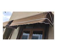Auvent de terrasse d'extérieur pliable en polyester résistant aux UV - Support en tube galvanisé - Couleur marron - 110 x 60 x 60 cm - Idéal pour la protection de porte et de fenêtre - Idéal pour