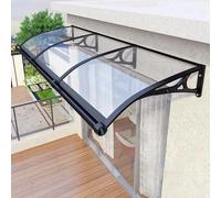 Auvent de terrasse en Alliage d'aluminium (60 x 380 cm) - Toile Transparente en Polycarbonate pour fenêtre, Jardin et véranda | Protection UV, Pluie et Neige, abri extérieur Durable
