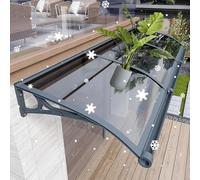 Auvent de terrasse en alliage d'aluminium avec panneau creux en polycarbonate pour protection UV, pluie et neige, 100 x 420 cm (l x L) - Abri d'extérieur durable