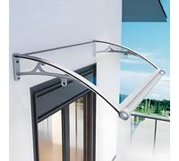 Auvent de terrasse en Alliage d'aluminium avec Toile Transparente en Polycarbonate - Protection UV et Pluie pour Portes et fenêtres, Support Blanc, 120 x 80 cm (47 x 31 po) Abri extérieur