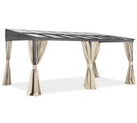 Auvent de terrasse en aluminium 3 x 6 m Tarragone avec rideaux Garden Point beige
