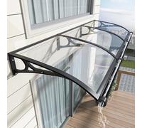 Auvent de terrasse en polycarbonate transparent - Protection contre les UV et la pluie - Auto-nettoyant - Sans bruit - Disponible en 60/80/100/120/150 cm
