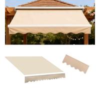 Auvent de terrasse en tissu de rechange de 3,5 m avec cantonnière avant imperméable, couverture supérieure kaki, parfait pour une utilisation en extérieur