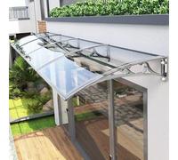 Auvent de terrasse extérieur de 61 x 61 cm avec kit de supports en acier en plastique argenté, panneau transparent pour terrasse, cour et porte d'entrée