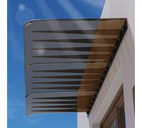 Auvent de terrasse extérieur imperméable et couverture de porte en polycarbonate transparent sans supports Design une pièce multiple (marron, 35 x 200 cm)