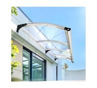 Auvent de terrasse extérieur pour porte d'entrée, protection UV et pluie, housse transparente évolutive avec support gris argenté, abri résistant aux intempéries (90 x 120 cm)
