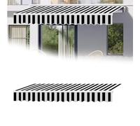 Auvent de terrasse imperméable pour extérieur - 3 x 2,5 m - Housse en tissu durable avec cantonnière avant, idéal pour un usage domestique et commercial, motif élégant à rayures noires