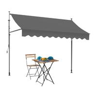 Auvent de terrasse imperméable réglable sans vis - Store vertical rétractable manuel avec manivelle - Pour jardin, café, restaurant, tonnelle, sans perçage, gris, 350 x 120 cm