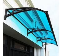 Auvent de terrasse incurvé en aluminium avec évier, protection UV et pluie, auvent de jardin bleu pour patio, terrasse et terrasse