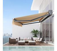 Auvent de terrasse motorisé rétractable - Tissu imperméable pour espaces extérieurs avec bras incurvé, parfait pour les cours et les balcons