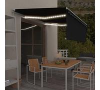 Auvent de terrasse pour porte d'entrée - Store de balcon - Store à bras articulés - Rétractable avec store vénitien et LED - 4 x 3 m - Anthracite - Convient pour terrasses, balcons, vérandas