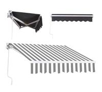Auvent de terrasse réglable en aluminium - Abri manuel pour portes, terrasses et jardins - Auvent rétractable - Gris blanc - 400 x 250 cm