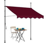 Auvent de terrasse réglable et imperméable sans vis - Rétractable manuel - avec manivelle - Pour jardin, café, restaurant, tonnelle, rouge vin, 150 x 120 cm