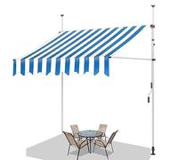 Auvent de terrasse rétractable - 300 x 120 cm - Avec manivelle - Imperméable et résistant aux UV - Installation sans perçage - Cadre en aluminium durable pour plus de confort et d'ombre à l'extérieur
