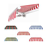 Auvent de terrasse rétractable - 500 x 250 cm - Pour balcon, fenêtre et porte - Rouge et blanc - Parfait pour ombrage extérieur (2,4 x 2 m)