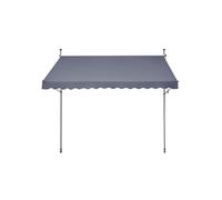 VEVOR Auvent de terrasse rétractable 350 x 120 cm, store banne manuel avec manivelle, hauteur réglable 218-310 cm, abri pare-soleil extérieure de balcon résistant aux UV pour patio, balcon, cour, gris