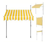 Auvent de terrasse rétractable de 3 x 1,2 m pour jardin, balcon, jaune/blanc, 3 x 1,2 m et 2,1 x 1,2 m