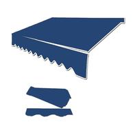 Auvent de terrasse rétractable durable pour fenêtre et porte - Abri manuel en toile bleue parfaite pour jardin et terrasse - 4,9 x 3 m