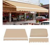 Auvent de terrasse rétractable en tissu imperméable (sans cadre) - Toile pour extérieur, terrasse, boutiques, taille personnalisable (taille : 4,6 x 3,4 m, couleur : beige)