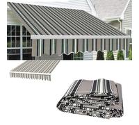 Auvent de terrasse rétractable en tissu polyester imperméable - Motif rayé - 2 x 1,5 m - Installation facile