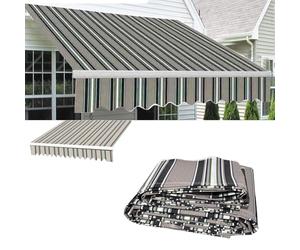 Auvent de terrasse rétractable en tissu polyester imperméable - Motif rayé - 2 x 1,5 m - Installation facile