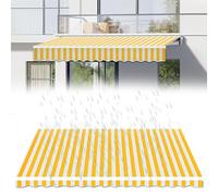 Auvent de terrasse rétractable et imperméable de Remplacement - Bâche Enroulable en Polyester 258 g pour terrasses extérieures, Restaurants et commerces - Rayures Jaunes et Blanche