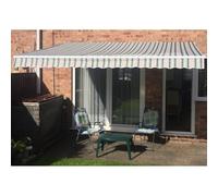 Auvent de terrasse rétractable et imperméable en polyester - 3 x 2,5 m - Motif à rayures - Pour fenêtres, portes et terrasses - Solution de protection UV et pare-soleil