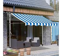 Auvent de terrasse rétractable manuel - Protection UV réglable - Pour maison, jardin, balcon - Étanche - Sans perçage - Tringle blanche - 250 x