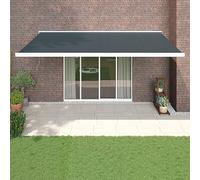 Auvent de terrasse rétractable motorisé/manuel en tissu et aluminium gris, parfait pour balcon, terrasse, terrasse et jardin - 5 x 3 m