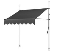 Auvent de terrasse rétractable réglable sans perçage avec manivelle, pour balcon, fenêtre, vitrine et cour - Gris foncé (400 x 120 cm)