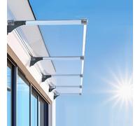 Auvent de terrasse transparent résistant aux UV avec support en polycarbonate et aluminium de 5 mm, protection contre les intempéries pour porte d'entrée, 100 x 100 cm, solution d'ombrage d'extérieur